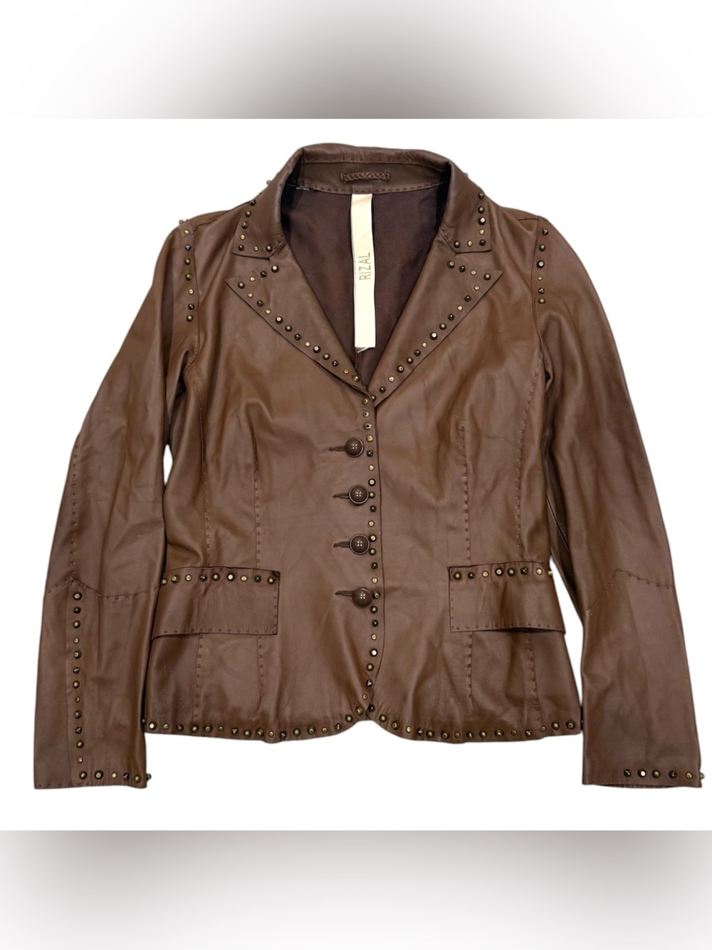 Vtg Rizal Leather Studded Jacket Sz S